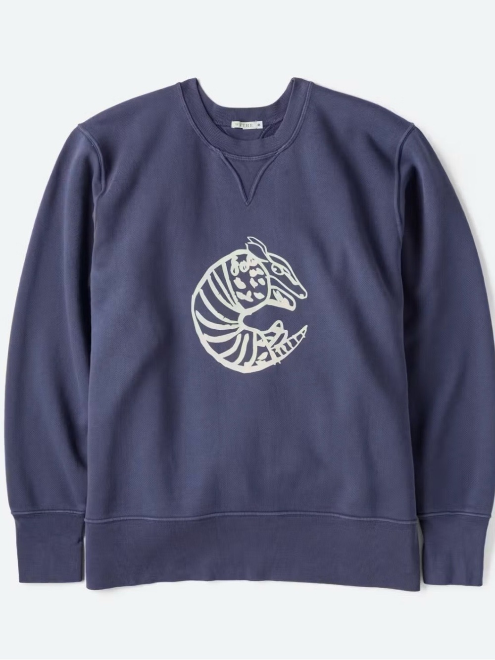 Wythe NY Navy Crewneck Sweatshirt with White Armadillo Graphic